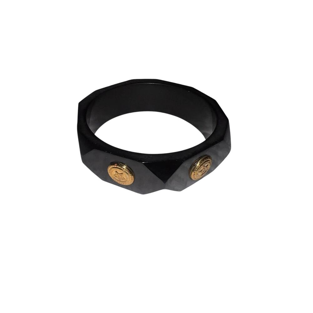 Iris Apfel & Bajalia Chic Black Faceted Statement Bracelet w/ Gold Accents